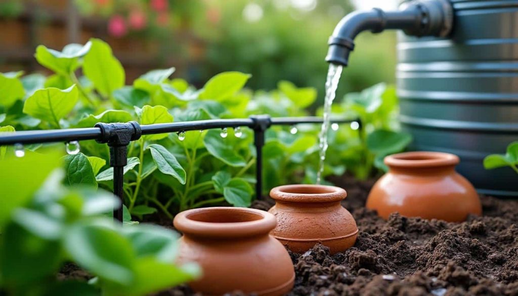 découvrez les techniques d'arrosage intelligent : goutte-à-goutte, ollas et récupération d'eau pour un jardin écologique et économiquement efficace.