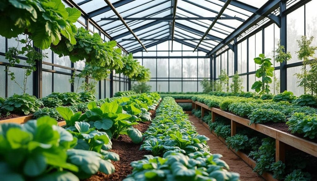 découvrez comment une serre bioclimatique permet de prolonger la période de récolte des légumes d'hiver en créant un environnement optimal pour leur croissance.