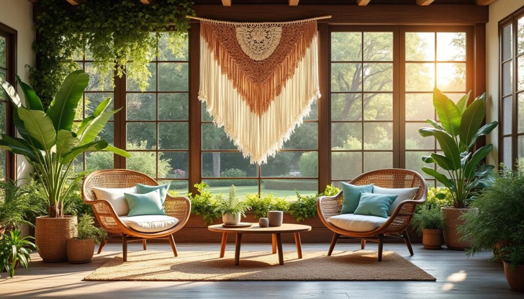 découvrez comment le mobilier en rotin insuffle une ambiance bohème chaleureuse et authentique à la décoration de votre véranda.