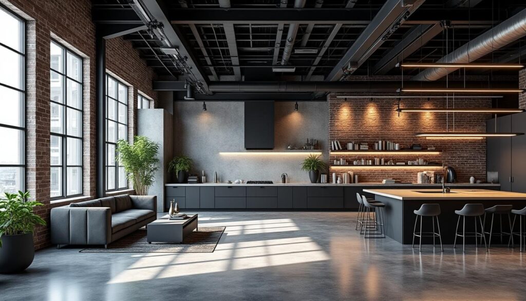 découvrez comment le style industriel met en valeur les structures en acier noir apparentes pour un intérieur moderne et authentique.