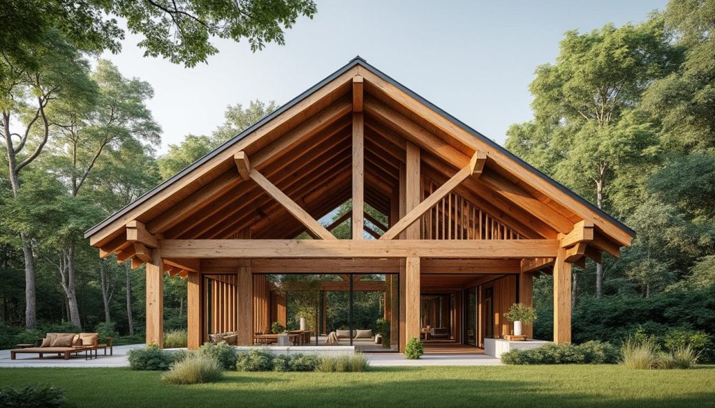 découvrez comment l'ossature bois stocke le carbone tout au long de la vie du bâtiment, contribuant ainsi à un habitat écologique et durable.
