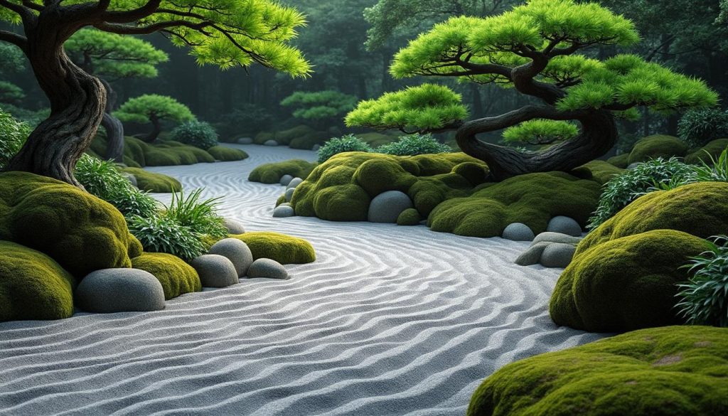 découvrez le jardin japonais où le sable ratissé symbolise l'eau, créant un espace zen et apaisant inspiré de la nature.