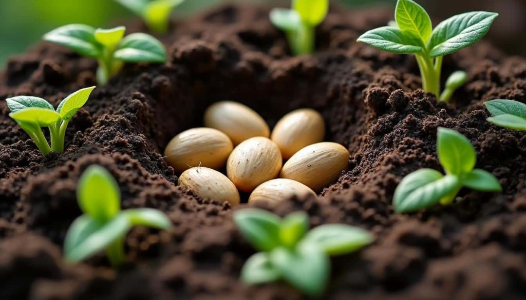 le semis en poquet est une technique efficace pour assurer la croissance optimale des grosses graines, favorisant une meilleure germination et un développement robuste des plantes.
