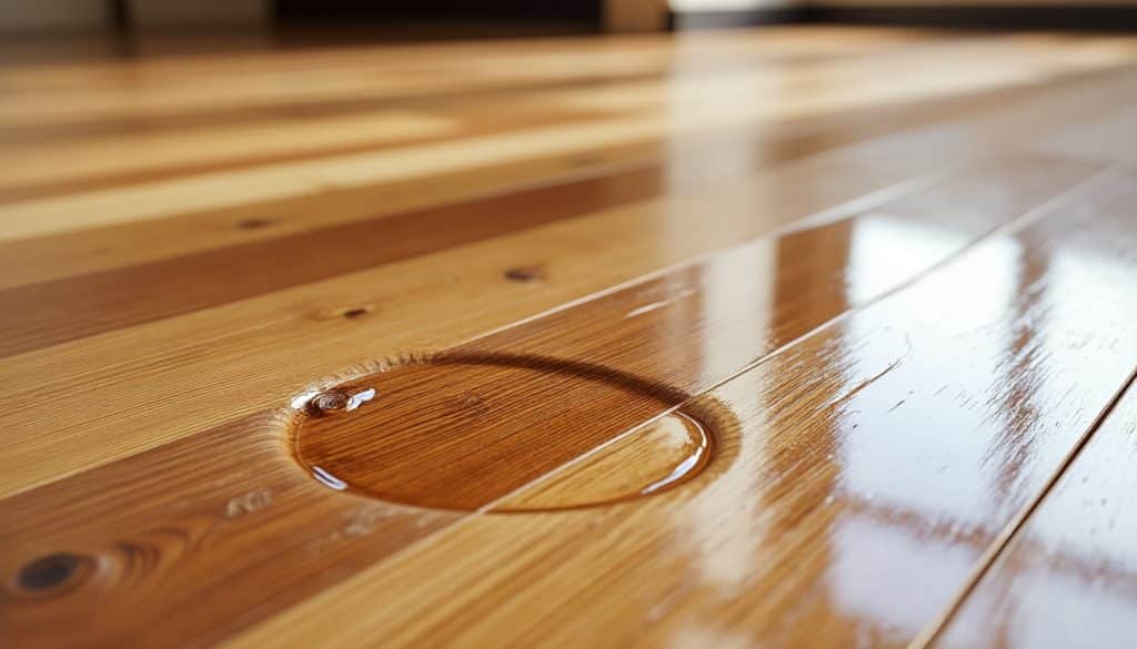 découvrez comment la vitrification de parquet protège votre sol en évitant les taches d'eau durables, tout en offrant une finition brillante et résistante.