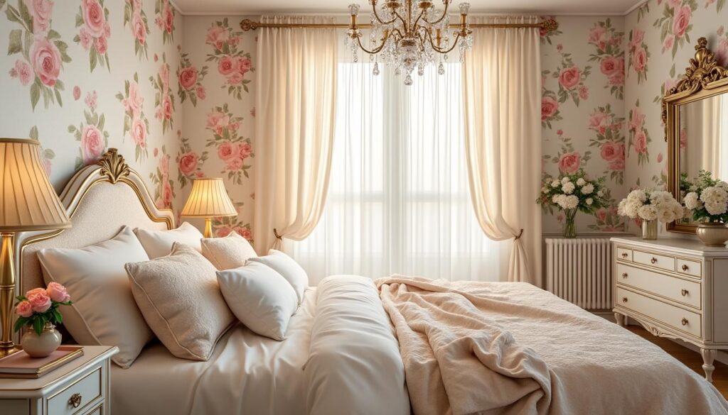 le papier peint fleuri transforme la suite en un havre de douceur et de romance, apportant une ambiance chaleureuse et élégante.