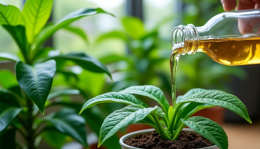 découvrez comment l'engrais organique liquide stimule efficacement la croissance de vos plantes vertes pour un jardin sain et luxuriant.