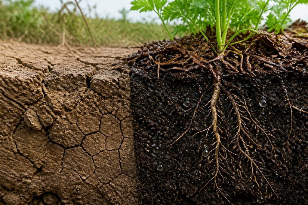 analyse de l'impact du paillage organique sur la rétention d'eau dans le sol pour optimiser la gestion de l'humidité en agriculture et jardinage.