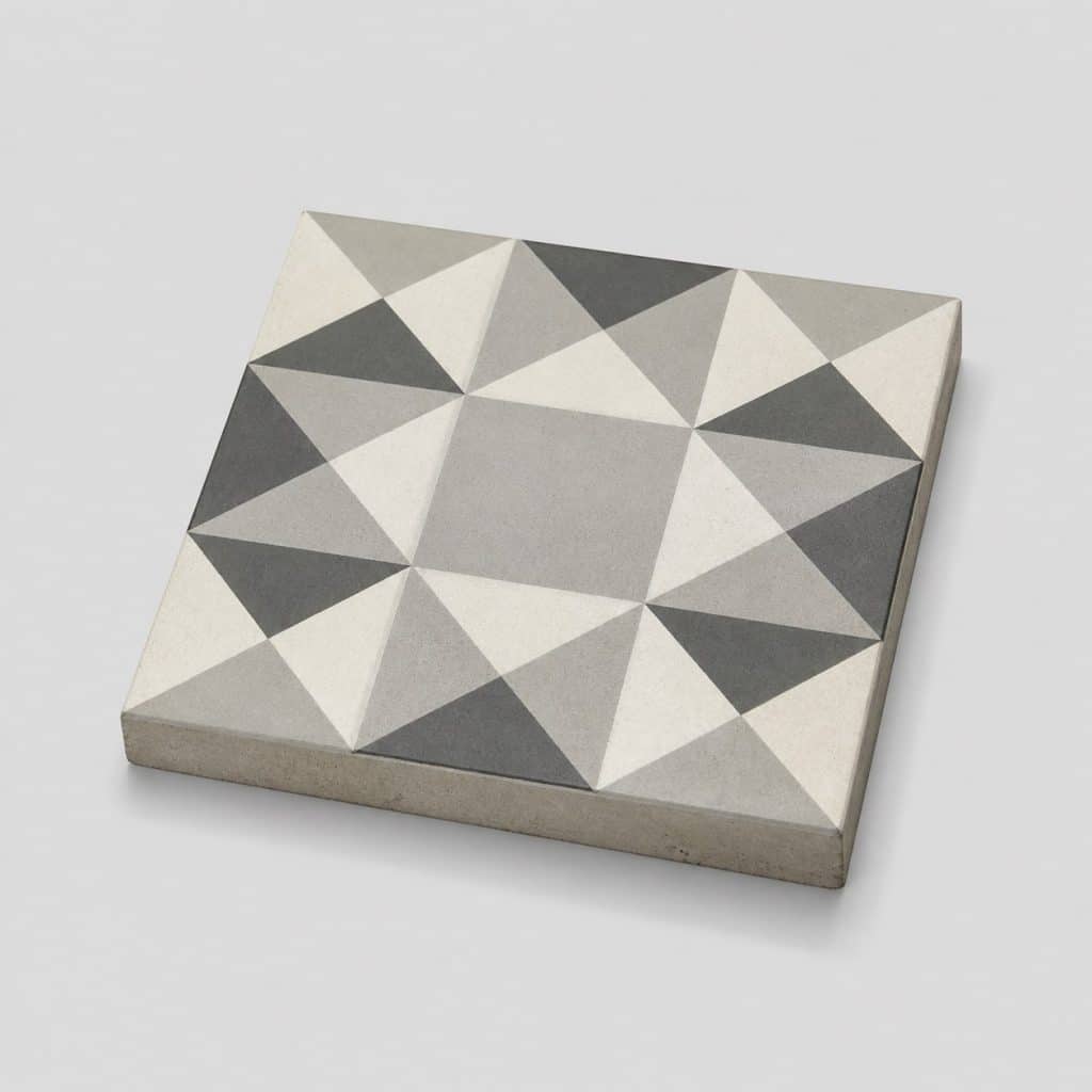 Carreaux de ciment beige, vue de face