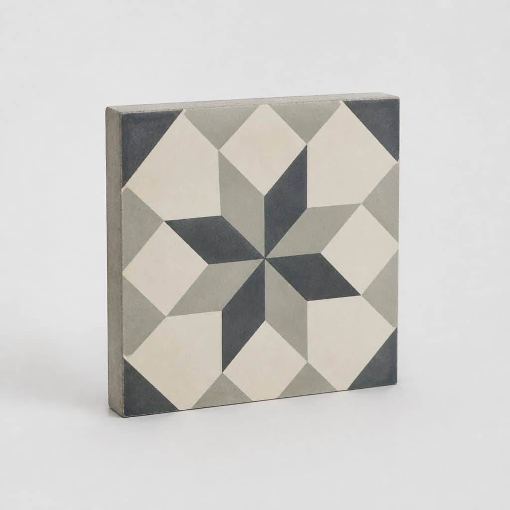 Carreaux de ciment en promotion, vue de face