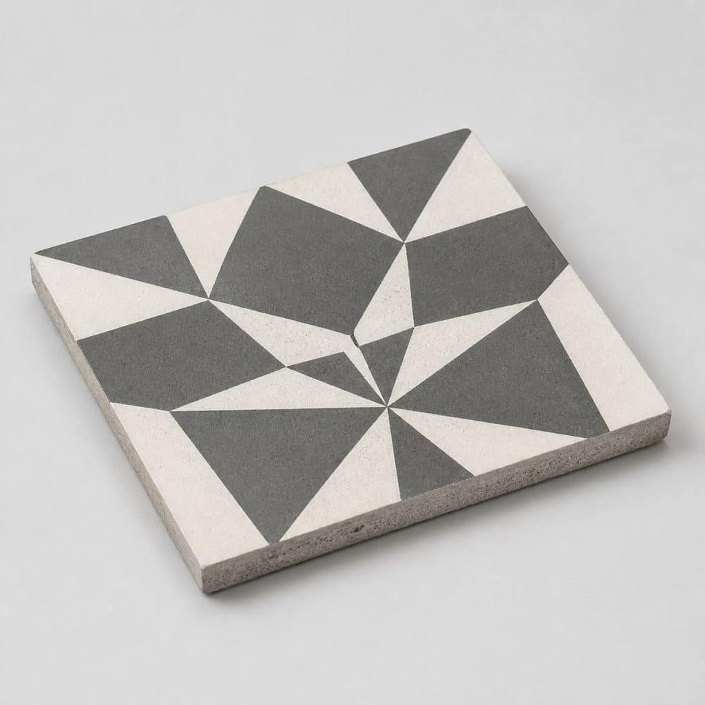 Carreaux de ciment vert, vue de face