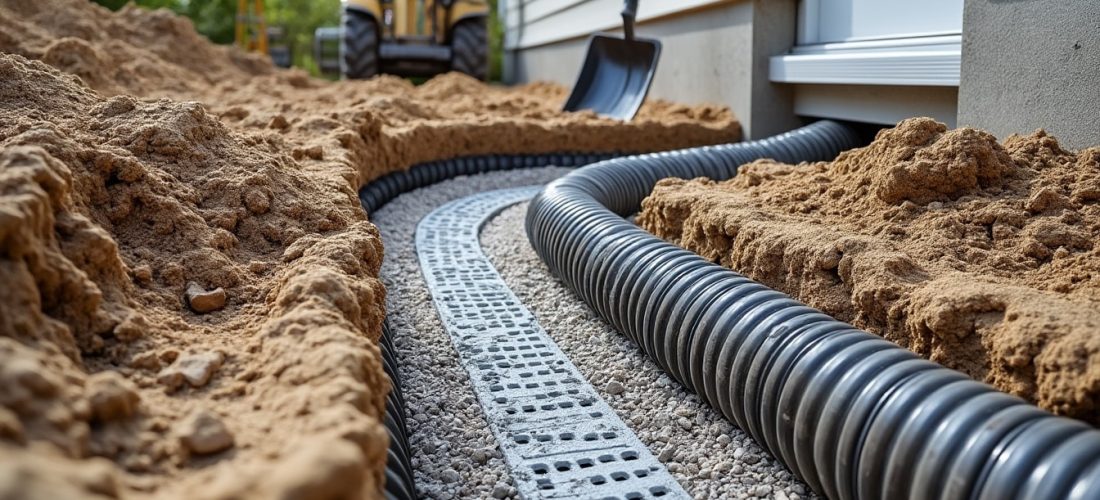 découvrez les étapes clés du drainage périphérique d’une maison : préparation du terrain, pose du drain, mise en place du gravier et évacuation des eaux.